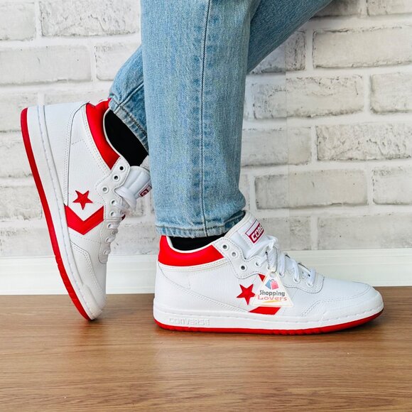 ⭐⭐Converse Fastbreak Pro Mid Leather Sz 7 Women's Shoes Skate White Red A10200C - Picture 3 of 11